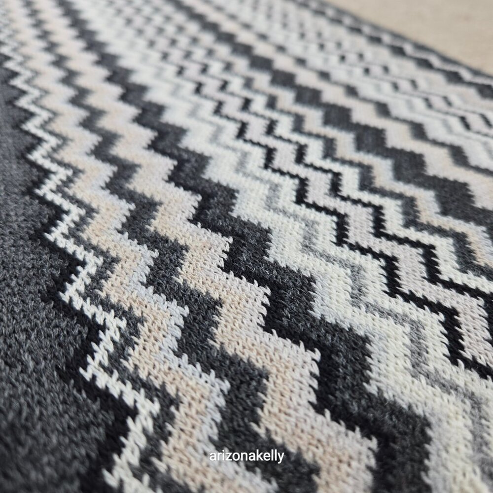 Missoni Zigzag Scarf Grey, Black, White, and Cream - Picture 12 of 14